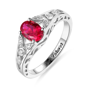 Personalized Oval Birthstone Vine Ring For Woman Sterling Silver
