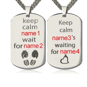 Personalized Cute His and Hers Dog Tag Necklaces Titanium Steel