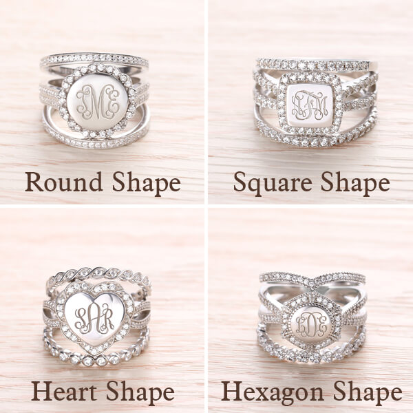 Monogram Pear Ring Monogram Cubic Zirconia Ring Monogrammed Sterling Silver Ring