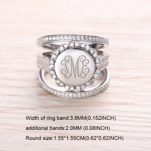 Monogram Rings with 3 Initials for Customed in Sterling Silver