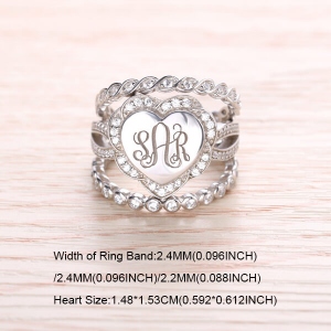 Monogram Rings with 3 Initials for Customed in Sterling Silver