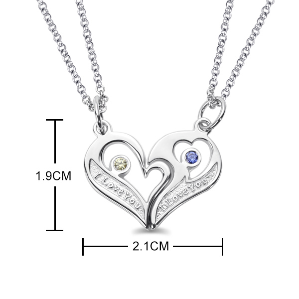 Couple's Breakable Necklace With Birthstones Silver