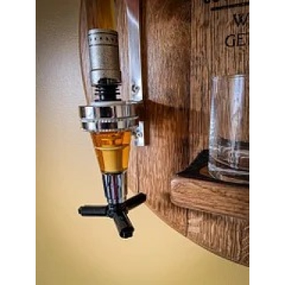 Wall Mounted Liquor Dispenser from Bourbon/Whiskey/lrish/Rum Barrel Lid