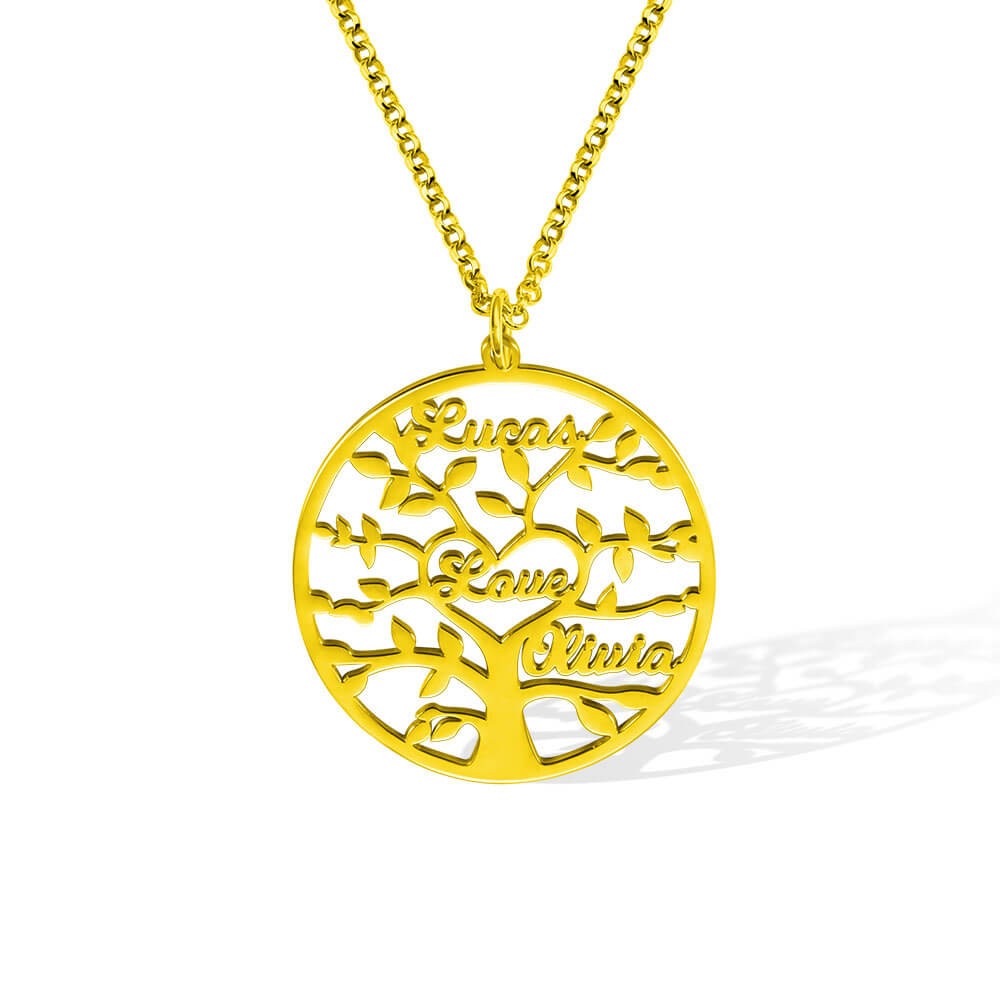 family tree necklace in gold