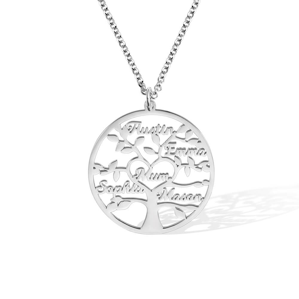 family tree necklace in silver