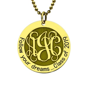 Follow Your Heart Monogram Necklace Graduation Necklace In Gold