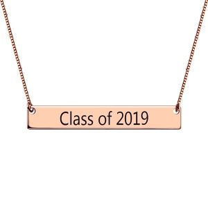Engraved Graduation Bar Necklace Rose Gold Plated Silver