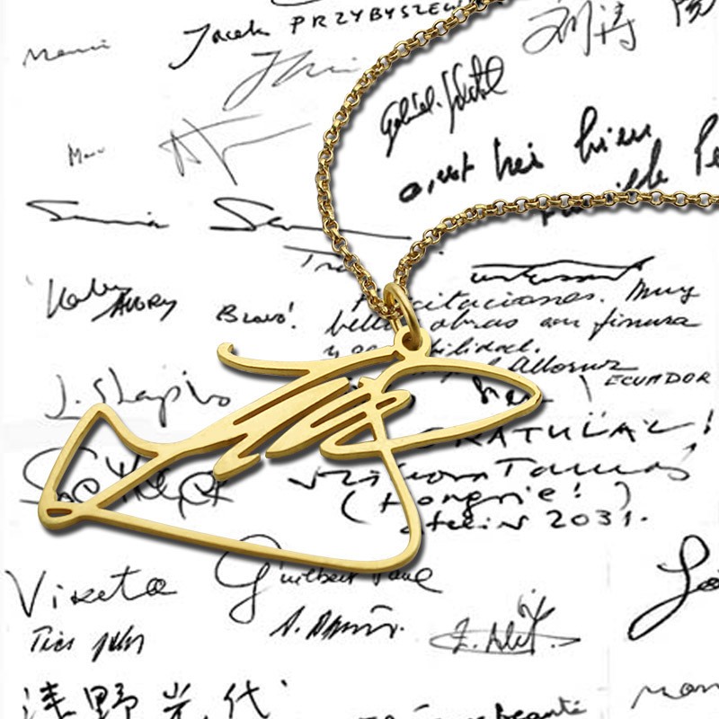 Collier personnalisé avec votre propre signature en argent plaqué or