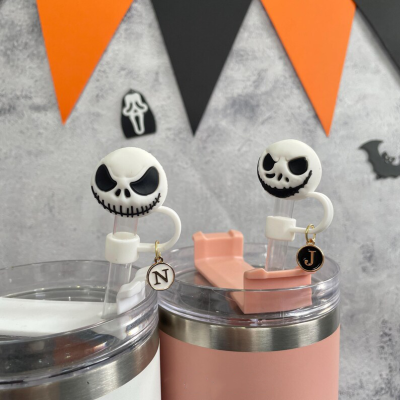 💖Buy 2 Free Shipping💖Halloween Evil Skull Scarecrow Witch Hat Ghost Straw Topper, Reusable Silicone Straw Top Cover Cap, Halloween Tumbler Accessories Party Favor