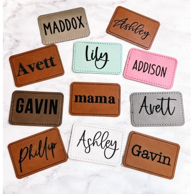 Personalized Name Patch Faux Leather, Adhesive Patch, Personalized Leather Patch, Beanie Patch, Hat Patch, Stocking Patch, Iron-On Patch