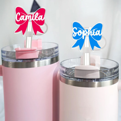 💖Buy 2 Free Shipping💖Personalized Straw Cover Gift For Her, Custom Topper Straw With Name, Bow Straw Cover Gift For Girls