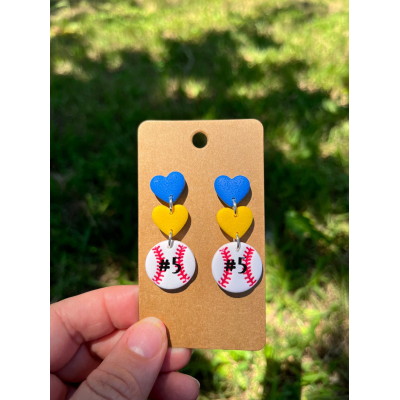 💖Buy 2 Free Shipping💖School Spirit, baseball earrings, sports earrings, team mom, sports fan jewelry, handmade clay earrings, pick your colors, customizable