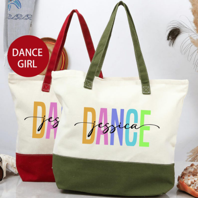 💖Buy 2 Free Shipping💖Personalized Dancer Tote Bag, Custom Dance Gifts, Dance Teacher Bag, Dance Student Bag, Dance Team Gift, Trendy Dance Bag