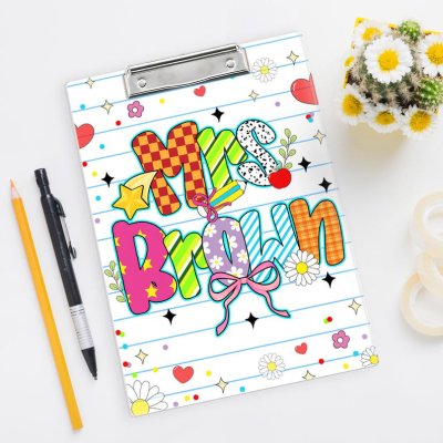 Custom Teacher Clipboard, Teacher Appreciation Gift, Acrylic Clipboard With Teacher Name, Pink Bow Teacher Clipboard, Back To School Gifts