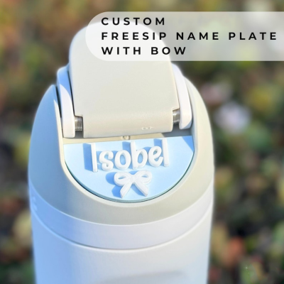 Customized Bottle Name Plate with Bow, Water Bottle Name Topper, Custom Topper, Personalized Name Tag