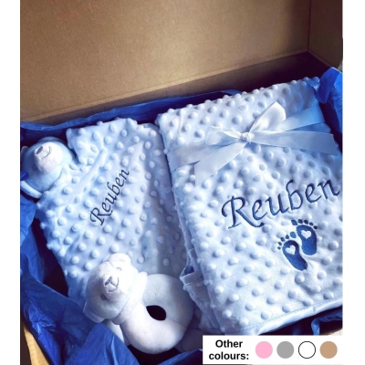 Personalized Baby Gift Set, Comforter & Blanket Set, New Baby Bundle, Baby Boy, Embroidered, Baby Girl Set, Gender Neutral Baby Shower Gift
