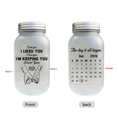 Personalized Couple Pinky Promise Light Up Jar, Custom Name & Calendar Date String Lights Night, Date/Valentine's Day/Christmas Gift for Her/Couple