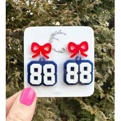 Custom Sports Number Earrings, Sports Mom Earrings, Jersey Number Earrings, Team Spirit