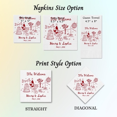 (Set of 15pcs)Custom Name Wedding Napkins, Wedding Cocktail Napkins for Engagement Party, Bridal Shower & Wedding Table Decor, Gift for Guests/Friends