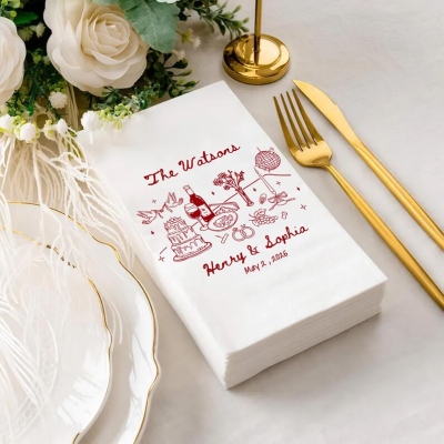 (Set of 15pcs)Custom Name Wedding Napkins, Wedding Cocktail Napkins for Engagement Party, Bridal Shower & Wedding Table Decor, Gift for Guests/Friends