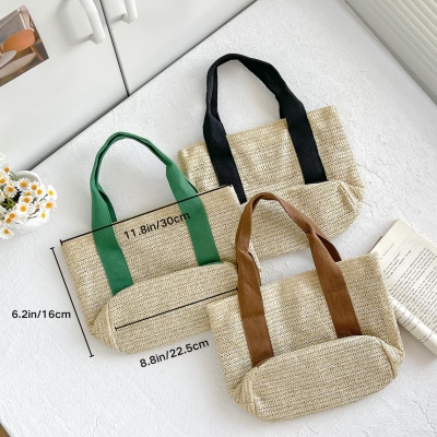 Custom Name Straw Beach Tote Bag, Summer Vacation/Pool Party Handbag, Bachelorette Beach Party Favor, Bridal Shower/Wedding Gift for Her/Bridesmaid