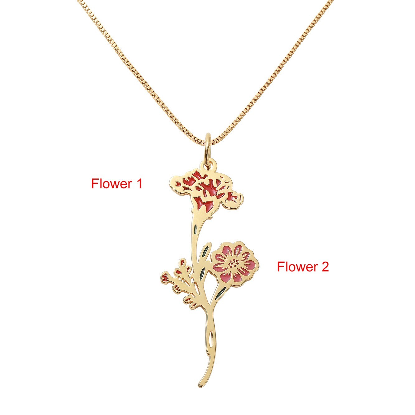 Custom Birth Flowers Bouquet Necklace, Sterling Silver 925 Floral Jewelry, Mother's Day/Birthday Gift for Mom/Grandma from Daughter/Granddaughter