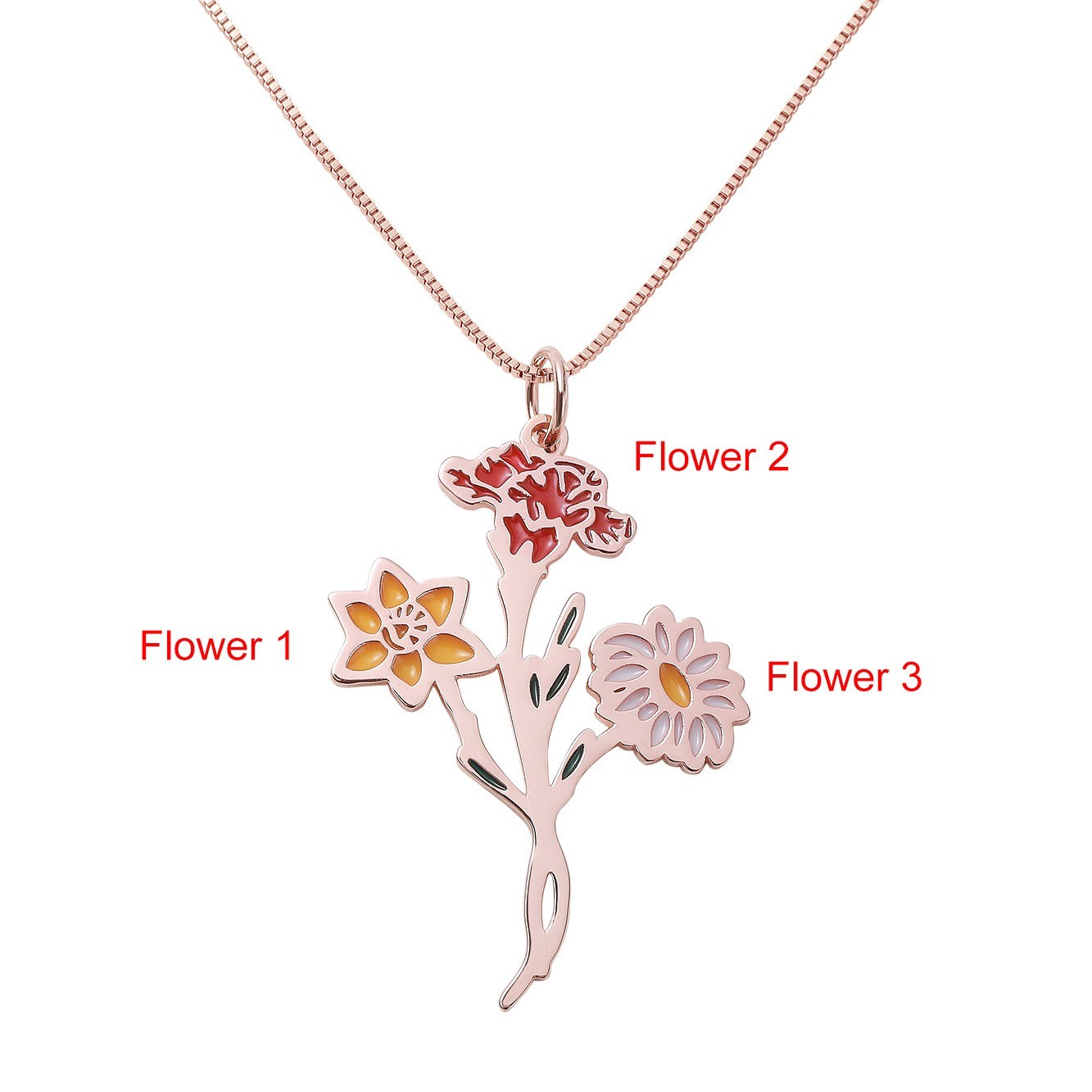 Custom Birth Flowers Bouquet Necklace, Sterling Silver 925 Floral Jewelry, Mother's Day/Birthday Gift for Mom/Grandma from Daughter/Granddaughter