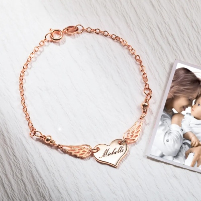 Anpassat Mommy Of An Angel-armband, Memorial-smycken, Infant Loss-armband, Loss of Mother-armband, Missfallspresent, Memorial Wing Charm