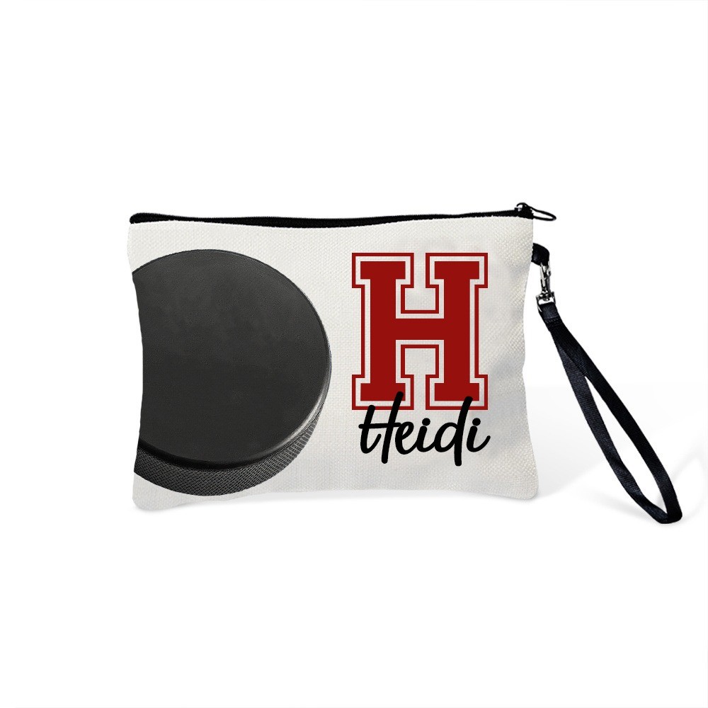 Personalisierte Sport-Make-up-Tasche mit Namen und Initialen, Volleyball-/Tennis-/Fußballtasche, tragbare Kulturtasche mit Handschlaufe, Geschenk für Team/Trainer/Sportliebhaber