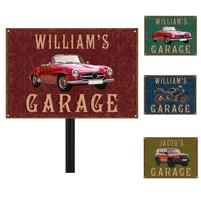 Custom Garage Sign, Men's Tinplate Auto Mechanic Workshop Sign, Classic Metal Signs, Birthday/Father's Day Gift for Dad/Grandpa/Husband/Car Lovers
