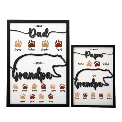 Custom Papa Bear with Kids' Name, 2-Layered Wooden Plaque Bear Name Frame, Home Decoration, Birthday/Father's Day Gift for Dad/Grandpa/Family