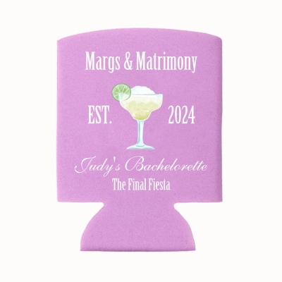 Custom Margs and Matrimony Can Cooler Sleeves, Set of 12 Polyurethane Foam Bottle Sleeves, Bachelorette Party Favor, Wedding Gift for Bridesmaids