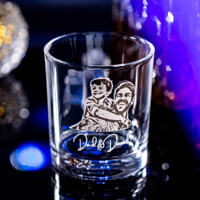 Custom Whiskey Glass with Family Photo, Father's Day Gift from Daughter Glass, Personalized Gifts for Dad, First Father’s Day Gift, Dad Gifts