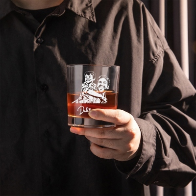 Custom Whiskey Glass with Family Photo, Father's Day Gift from Daughter Glass, Personalized Gifts for Dad, First Father’s Day Gift, Dad Gifts
