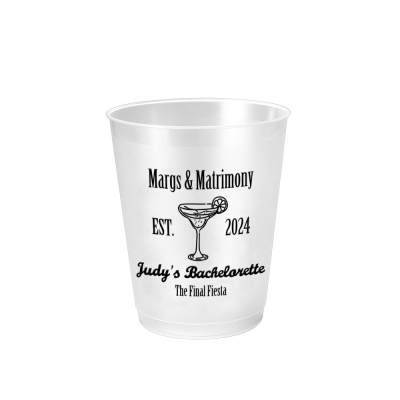 Custom Margs and Matrimony Drinking Cups, Set of 10 Bridal Plastic Disposable Cups with Text, Bachelorette Party Favors, Wedding Gifts for Bridesmaids