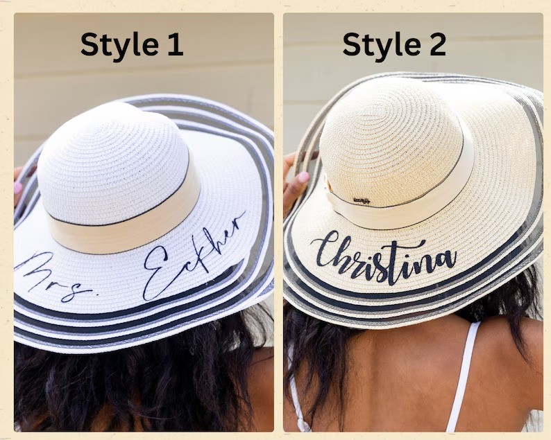 Girls Trip Sun Hats, Bachelorette Sun Hats, Bridesmaid Hats, Personalized Floppy Sun Hats With Chain, Customized Hats for Bridesmaid-Chain