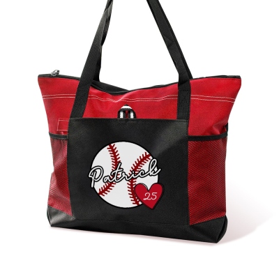 Custom Name & Number Ball Game Tote Bag, Woman's Large Capacity Sports Tote Bag with Zipper, Birthday/Christmas Gift for Player/Teammate/Sports Lover