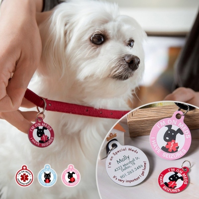 Personalized Pet Medical Alert Id Tags, Type 1/2 Diabetes Dog Tag, Custom Seizures Cat Tag Stainless Steel, Blind Dog Accessories, Special Dog Needs Tag