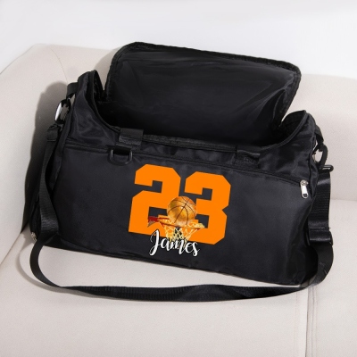 Custom Name & Number Ball Games Gym Equipment Bag, Woman's Waterproof Travel Duffel Bag for Workout & Camping, Gift for Player/Teammate/Sports Lover