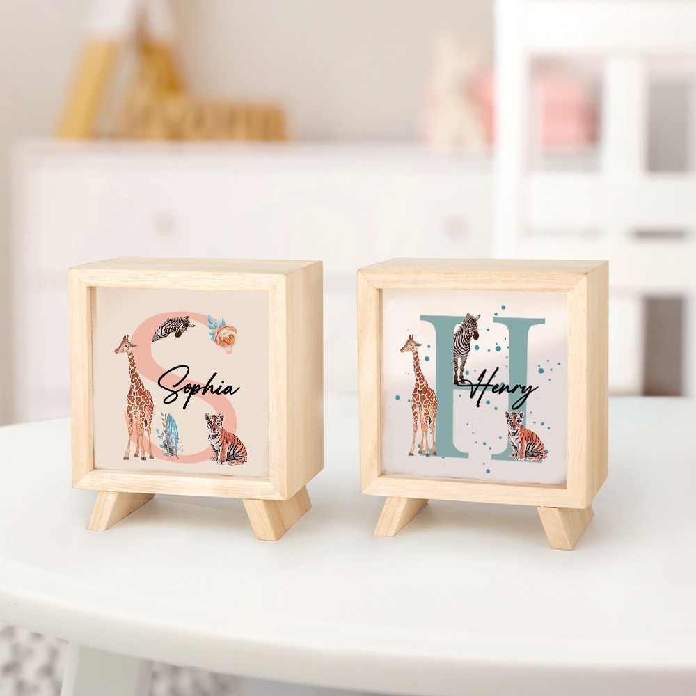 Tirelire Enfant Personnalisable Avec Nom - Motif Raton Laveur En Céramique Blanche - Cadeau Argent, Anniversaire, Noël, Baptême