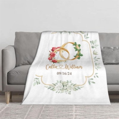 Personalized birthday flower and birthday leaf wedding blanket