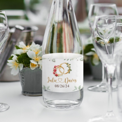 Custom Name and Date Wedding Water Bottle Labels