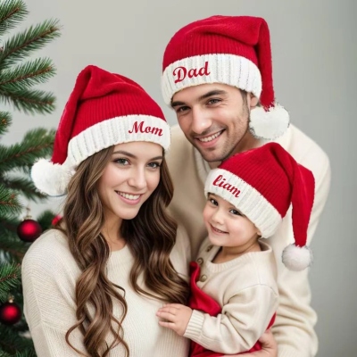 💖Buy 2 Free Shipping💖Santa Hat, Christmas Hats, Kids Hat, Personalized Embroidered Christmas Day Gifts for Boys and Girls, Family Christmas Gift