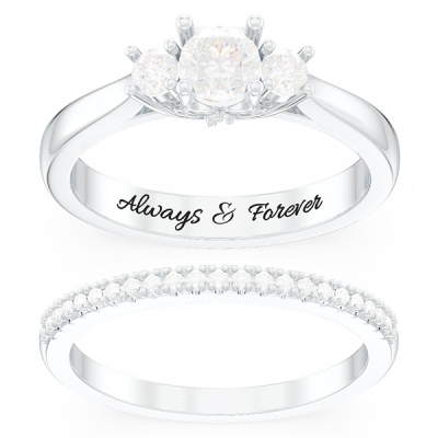 3-Stone Wedding Ring Sets