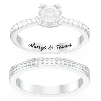 Engraved Receptacle Setting Style Bridal Sets