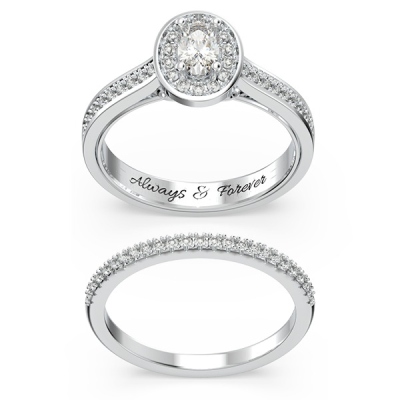 Personalized Oval Gemstone Bridal Sets