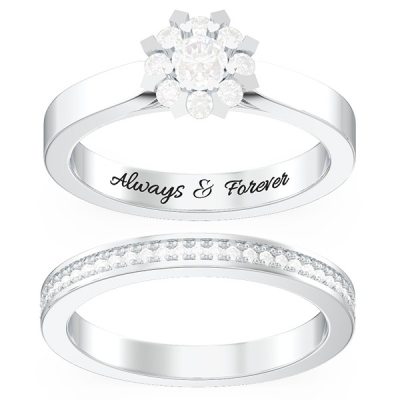 Aurora Round Cluster Bridal Sets