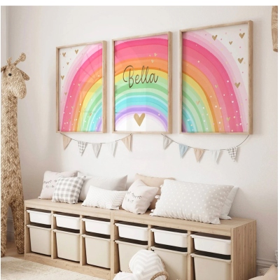 You are my Sunshine, Big rainbow and hearts decals, Sunshine nursery, Girl Room Decor, girl nursery decor, hearts nursery, sisters nursery