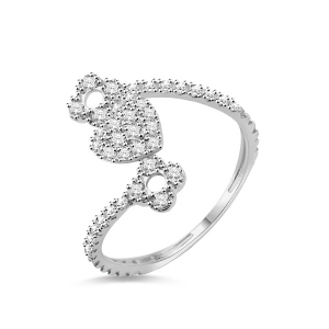 Solid White Gold Heart Promise Ring With Cubic Zirconia