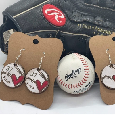 personalized baseball earrings